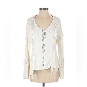 White Crow Off White Ivory Fringe Bulky Oversized Shirt Sweater XS
